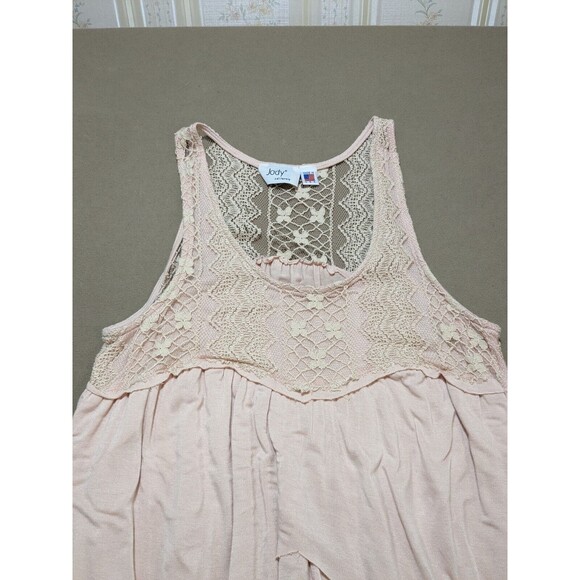 Jody California Layered Mini Dress Embroider Top Blush Pink Boho Y2K Size Large - Picture 4 of 8